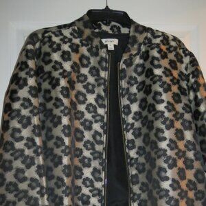 NWT $89 ON 34th Womens Size XL XLarge Snow Leopard Jacket Black Silver Animal